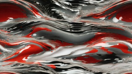 3D Chrome Waves Background, generative, AI