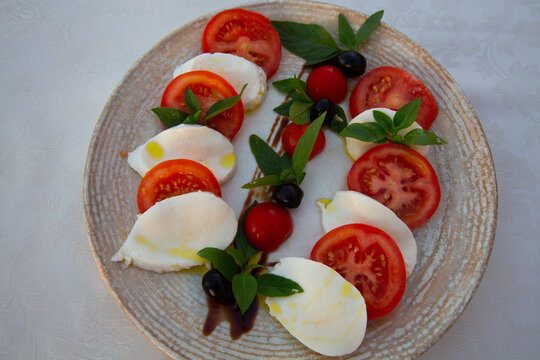 Mozzarella and Tomato Caprese Salad, Motovun, Central Istria, Croatia