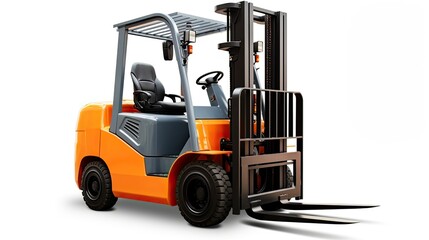 a modern forklift specifically designed for efficient warehouse operations, the sleek design and functionality of the equipment, isolated on a clean white background.