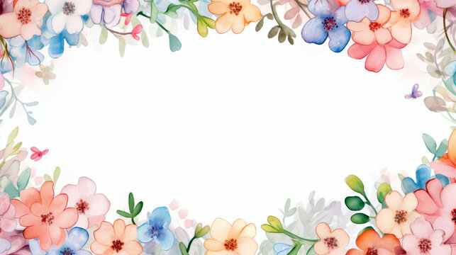 background frame of cute watercolor flowers