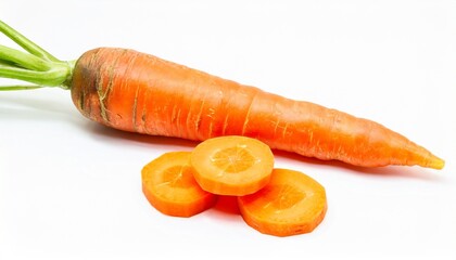 fresh carrot and cut pieces isolated on white background as package design element