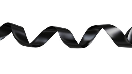 3d solid black ribbon isolated on transparent background, Elegant element for design.
