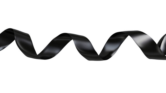 3d solid black ribbon isolated on transparent background, Elegant element for design.
