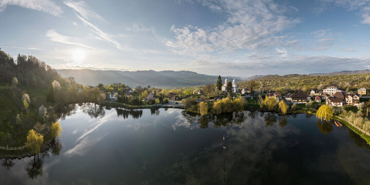 Landscape with reflections near Nucsoara, Arges County, Muntenia, Romania