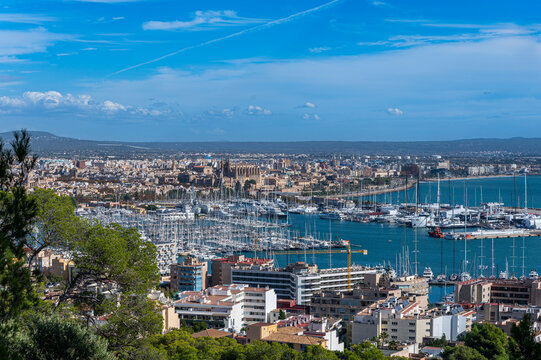 View from Bellver Castle over Palma, Mallorca, Balearic islands, Spain, Mediterranean