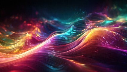 Fototapeta na wymiar Big Neon Wave Background, generative, AI