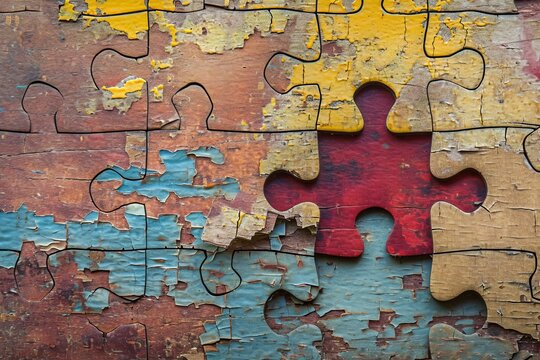 close-up of an incomplete jigsaw puzzle