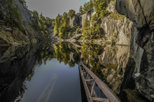Reflections from Hodge Close Quarry, Coniston, Lake District National Park, UNESCO World Heritage Site, Cumbria, England