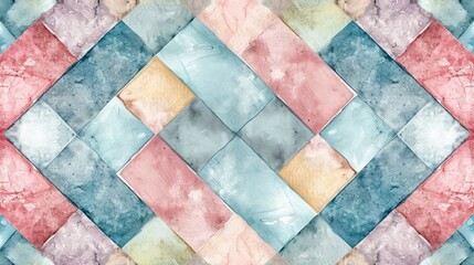 Abstract pastel watercolor background with grid pattern, muted color, rough texture, worn canvas, classic aesthetic, and colorful