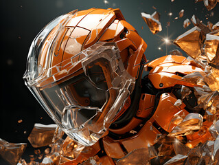 A image fractal helmet with a broken part of the glass