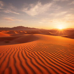 Dramatic sunset in desert