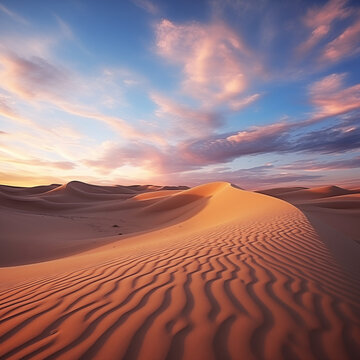 Dramatic sunset in desert