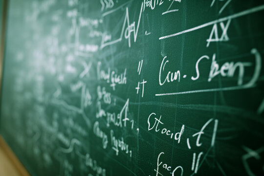 Mathematical Equations and Formulas Written on Blackboard, Ideal for Educational and Academic Concepts