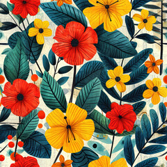 Tropical leaf retro polka dot exotic plants repeat pattern, boho abstract