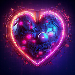 Heart as a symbol of love neon light, neon colors