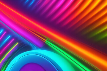 fondo futurista abstracto con líneas de onda de alta velocidad en movimiento de neón azul rosa brillante y luces bokeh
