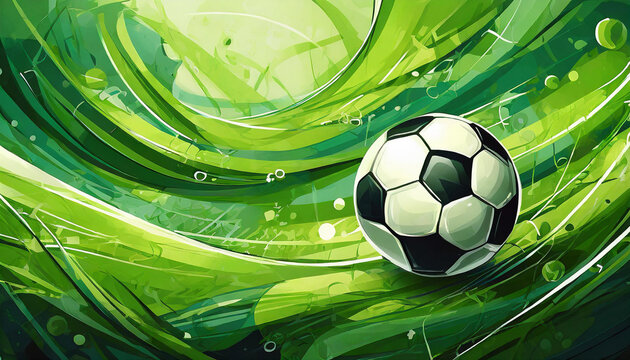 abstract soccer ball with green grass, art design