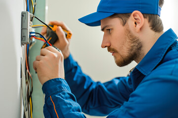 Precision Electrical Repairs in Blue Attire