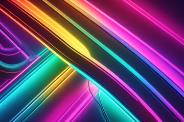 fondo futurista abstracto con líneas de onda de alta velocidad en movimiento de neón azul rosa brillante y luces bokeh - obrazy, fototapety, plakaty