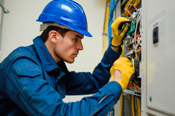 Repairing Electrical Systems in Blue Work Attire