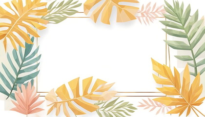 flat-minimalis-tropical-yellow-leaf-frame-and-white-background-no-text-with-border 