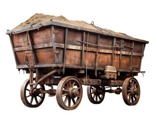 Metal Mine Cart, isolated on a transparent or white background