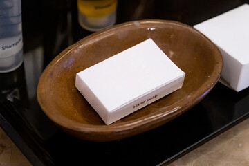 White cardboard hand soap box for hotel usage