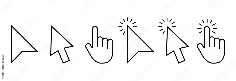 Aufkleber mouse cursor click and loading icon for computer, mobile app, animation, or ui design. mouse pointer