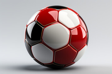 Fototapeta premium 3D rendering of a football soccer ball colored with the flag of Peru isolated on a white background