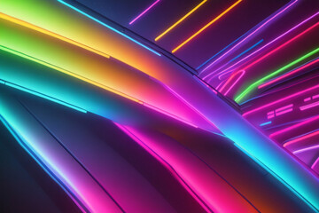 fondo futurista abstracto con l&iacute;neas de onda de alta velocidad en movimiento de ne&oacute;n azul rosa brillante y luces bokeh