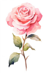 watercolor pink rose illustration