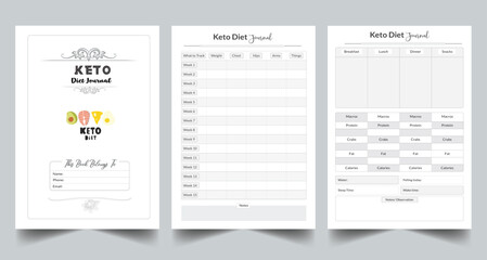 Keto Diet Journal. Daily Gratitude Monthly & Yearly Undated Planner. Printable Gratitude Journal. Planner Bundle Design. Printable Planner Set with cover page layout template