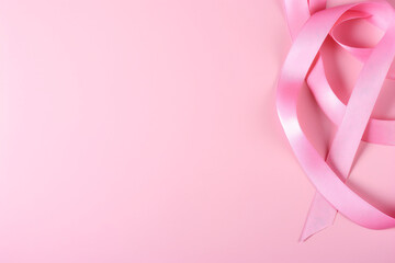 pink cancer ribbon for cancer day background ornament  Generative AI