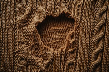 close-up of a brown knitted woolen fabric