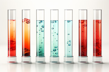 laboratory test tube containing colorful liquids. Panoramic composition.