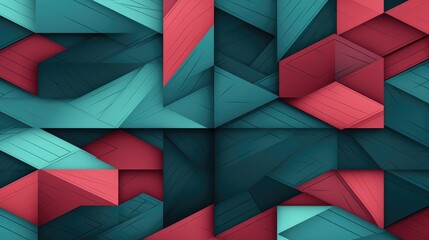 abstract triangular geometric pattern in shades of teal and coral for modern backgrounds