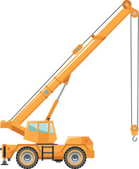 Mobile Crane Icon in Flat Style. Vector Illustration
