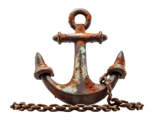 Rusty Anchor, isolated on a transparent or white background