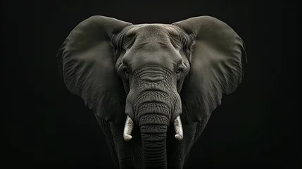 Foto op Aluminium elephant closeup dark background wildlife safari nature  © SachiDesigns