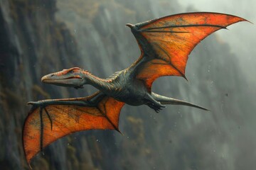 Obraz premium Majestic dragon - a mythical, flying creature with a fearsome presence.