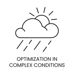 Thundercloud with small sunny part, optimization in difficult conditions linear icon in vector