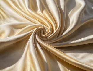 A texture of white silk emitting on the gold light 