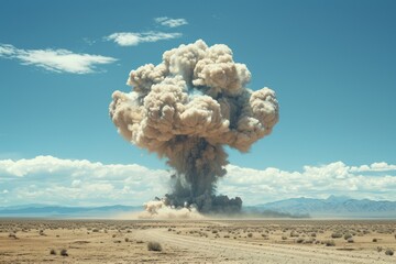 Nuclear bomb blast in a desert. 