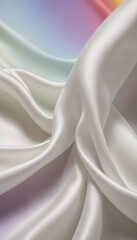 A texture of white silk emitting on the colorful light 