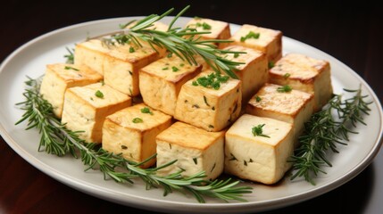 Rosted tofu isolated on white background UHD wallpaper