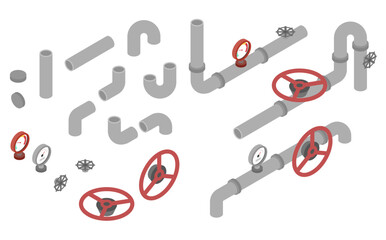 アイソメトリックイラスト:配管セット