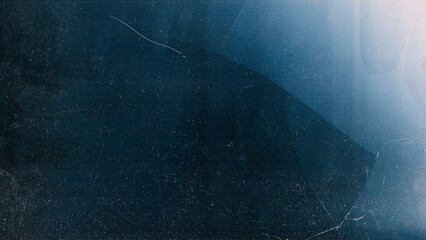 Broken screen. Distressed overlay. Blue glitch noise dust scratches damaged cracked display glass texture dark illustration abstract background.