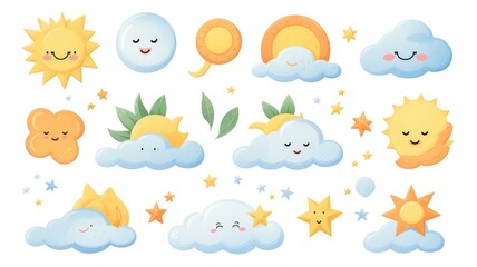 whimsical sky dwellers in day and night vector