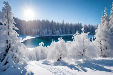 winter landscape in the mountains  Generated Ai