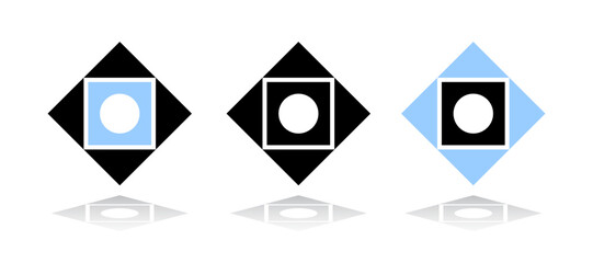 Set of Square Black and Blue Elements for Logo Design. Abstract Icons.